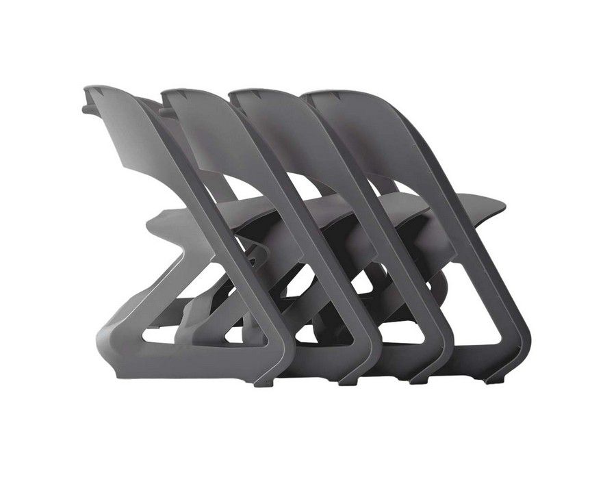 Dining Chair Dinner Seating (Set of 4) Stackable Grey - Image 3