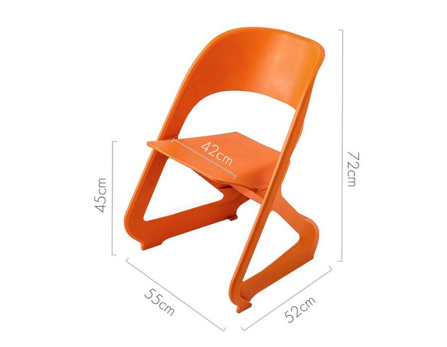 Dining Chair Dinner Seating (Set of 4) Stackable Orange - Image 2