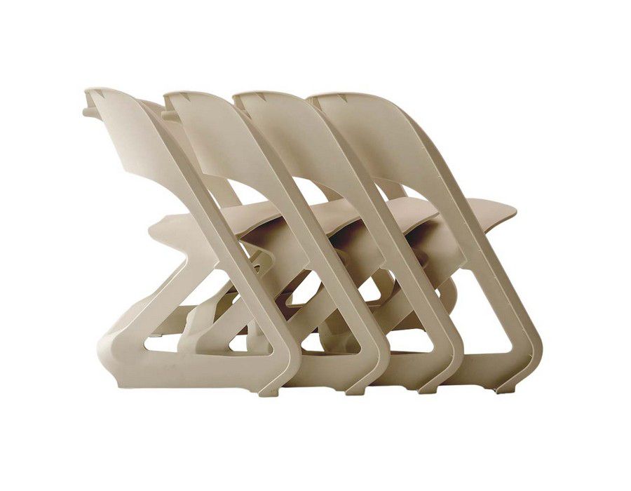 Dining Chair Dinner Seating (Set of 4) Stackable Beige - Image 3