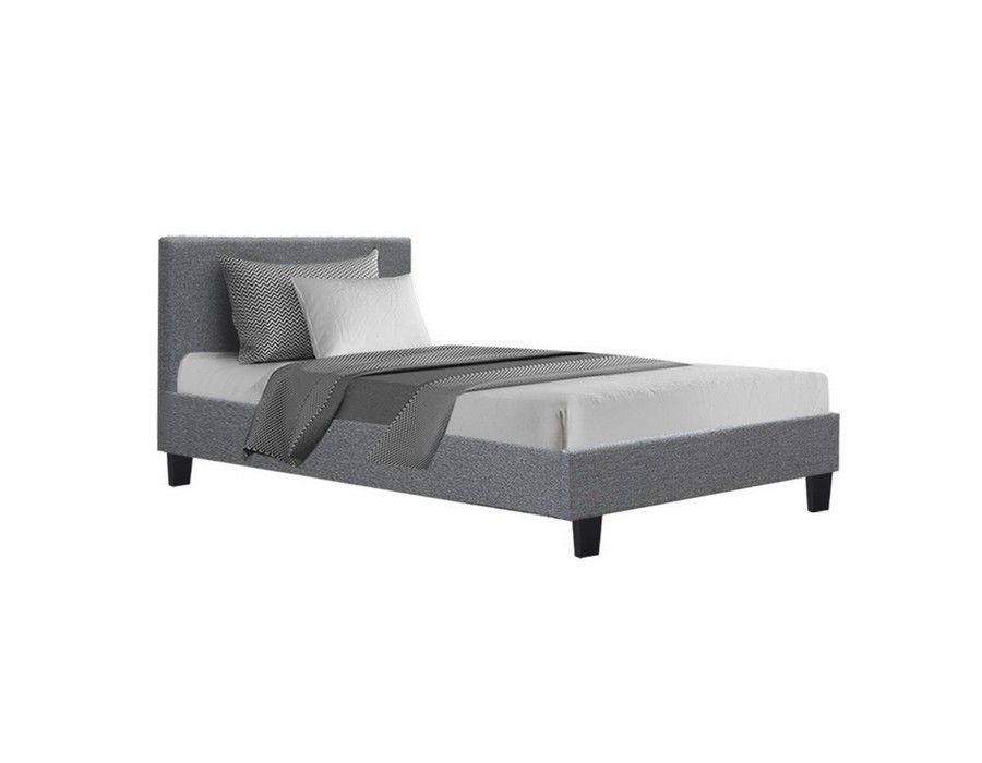 Bed Base (King Single Size) Fabric Cover Grey + Headboard