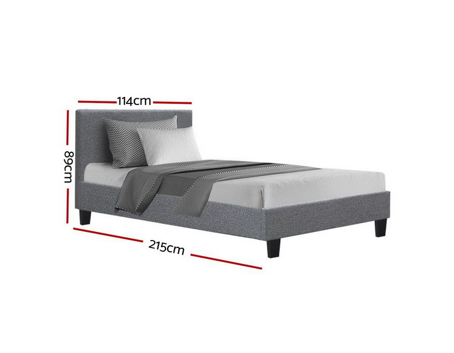 Bed Base (King Single Size) Fabric Cover Grey + Headboard - Image 5