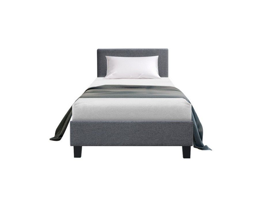 Bed Base (King Single Size) Fabric Cover Grey + Headboard - Image 4