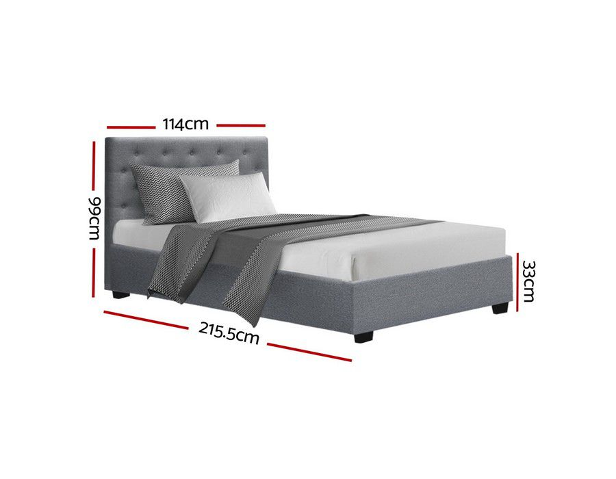 Bed Base (King Single Size) Gas-lift Linen Grey + Headboard - Image 5