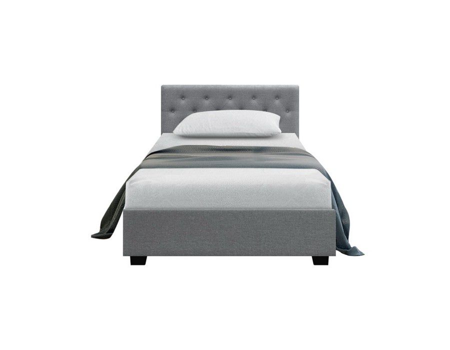 Bed Base (King Single Size) Gas-lift Linen Grey + Headboard - Image 4