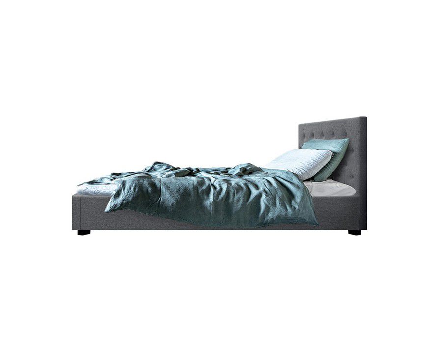 Bed Base (King Single Size) Gas-lift Linen Grey + Headboard - Image 3