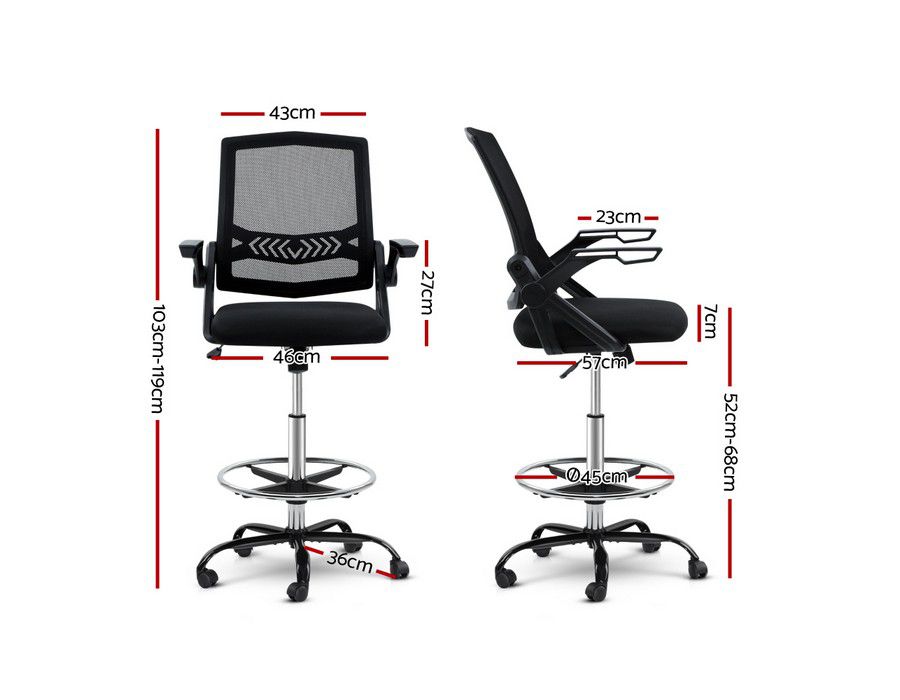 Office Chair Computer Seating Mid-back Mesh Black - Image 5
