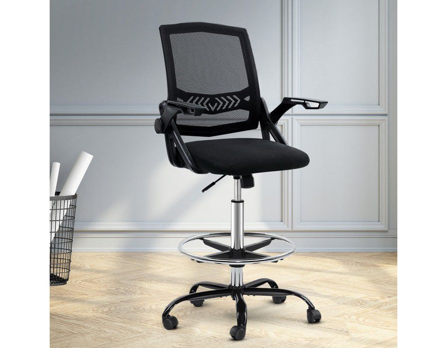 Office Chair Computer Seating Mid-back Mesh Black - Image 2