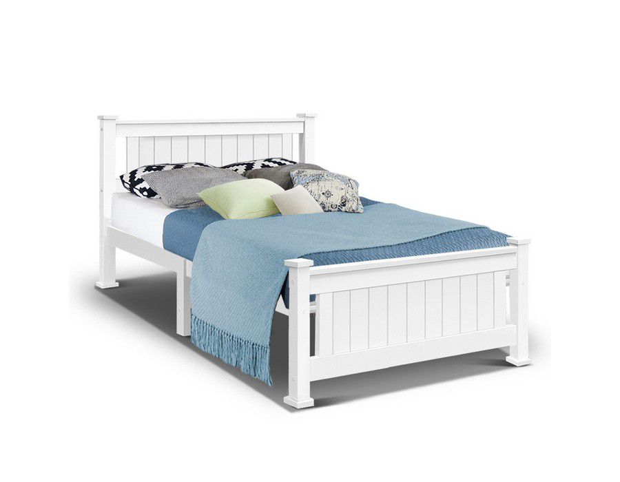 Bed Base (King Single) Pine Wood Steel Fixings White