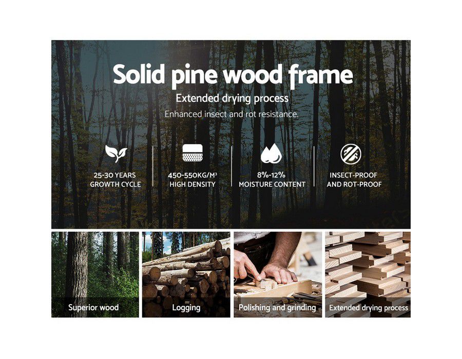 Bed Base (King Single) Pine Wood Steel Fixings White - Image 3