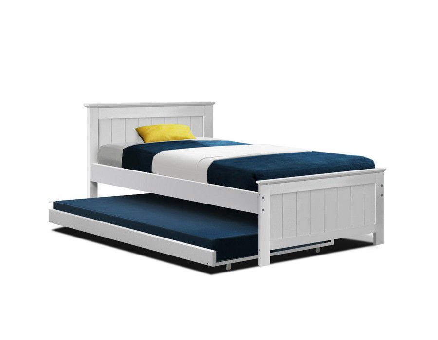 Bed Base (King Single Size) Trundle White