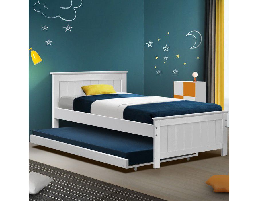Bed Base (King Single Size) Trundle White - Image 2
