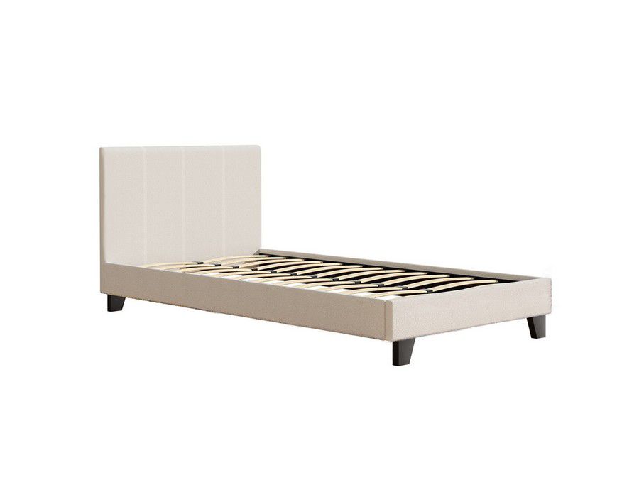 Bed Base (King Single) Fabric Wooden Cream