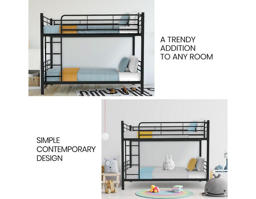 Bed Base 2-in-1 Single Bunk Metal Frame Grey - Image 2