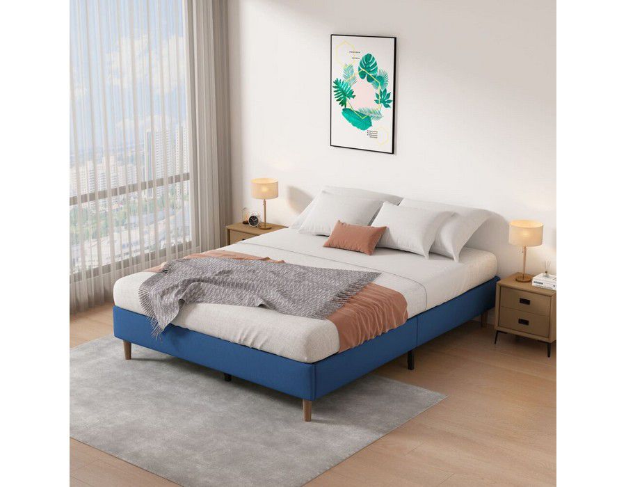 Bed Base (Single Size) Velvet Cover Blue - Image 5